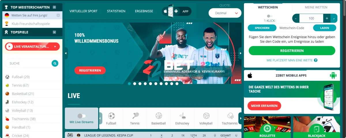 22Bet Online-Casino